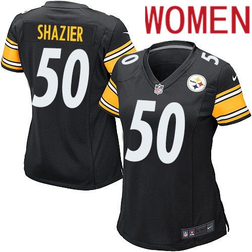 Women Pittsburgh Steelers 50 Ryan Shazier Nike Black Game NFL Jersey